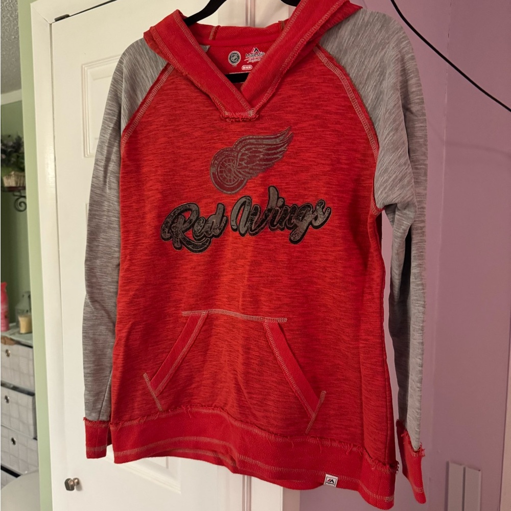 Majestic NHL Red Wings Hoodie - Red and Gray